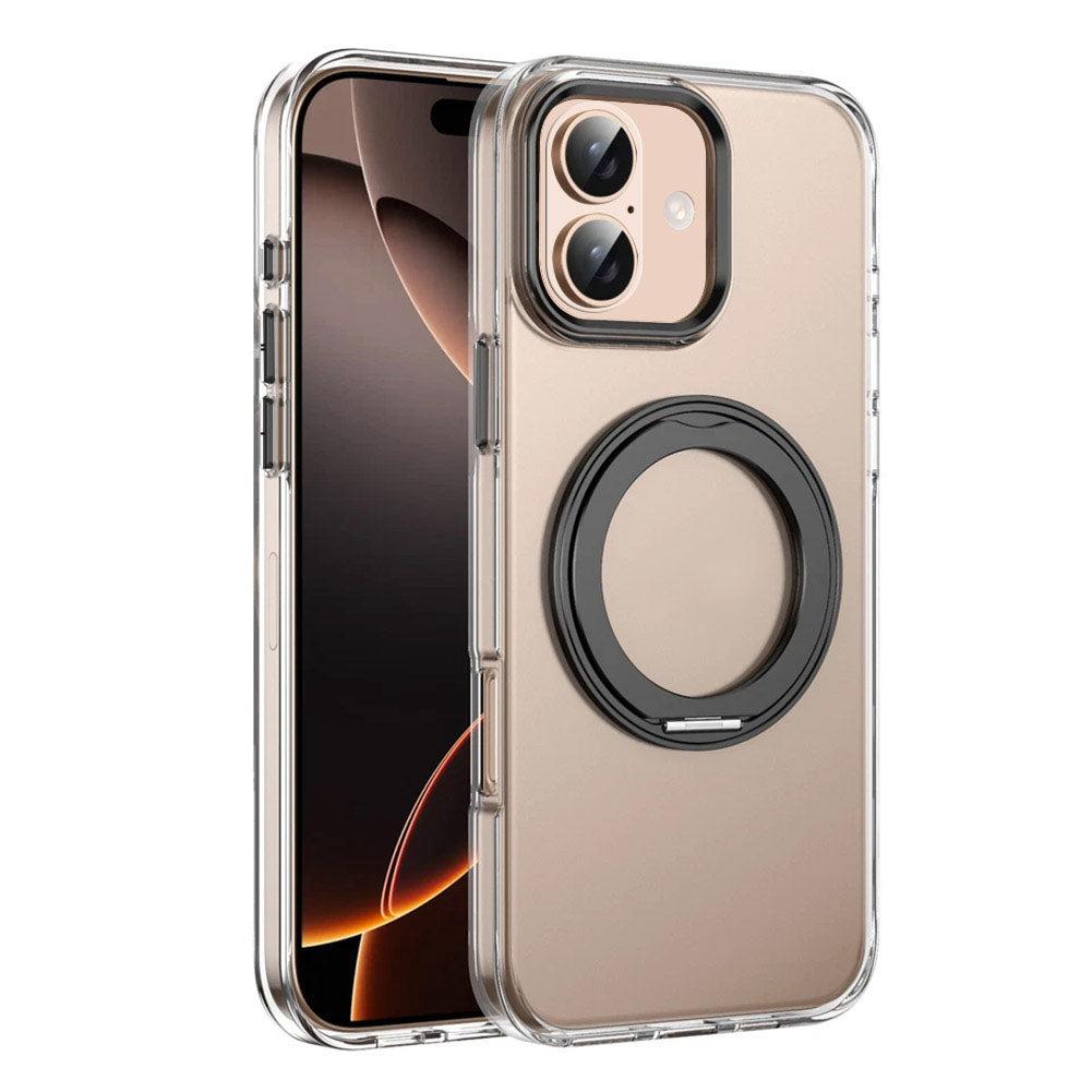 For iPhone 17 Case Clear Case With Rotating Ring Stand Hard Cover HDL150 image