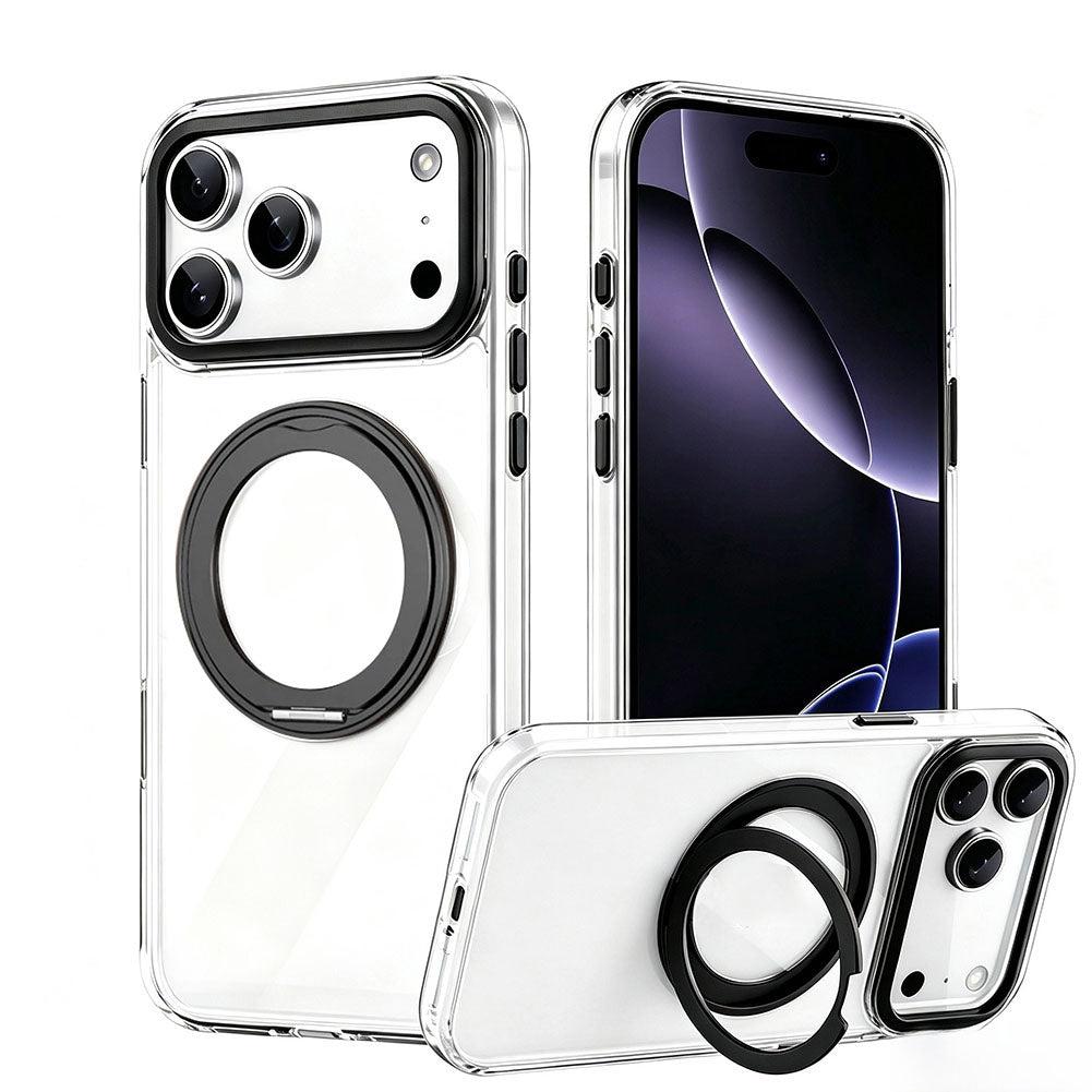 For iPhone 17 Pro Max Case Clear Case With Rotating Ring Stand Hard Cover HDL150 image