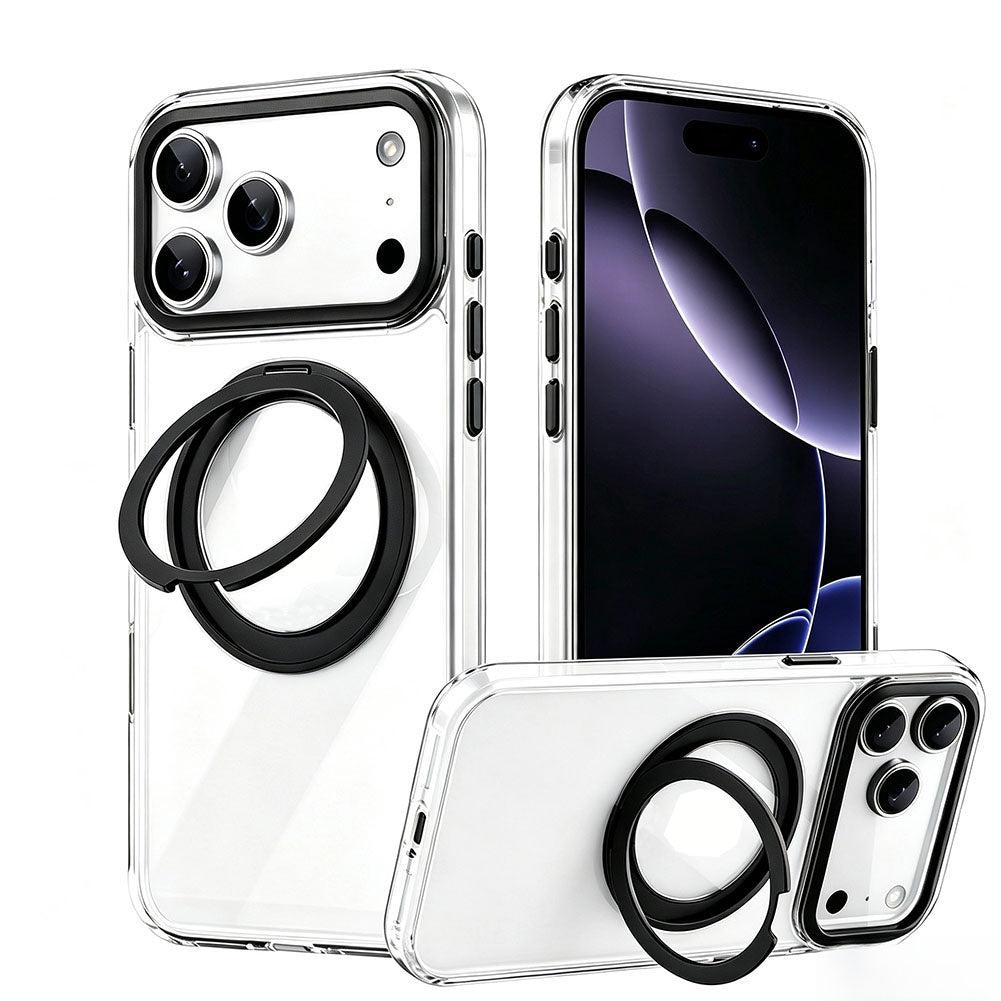 For iPhone 17 Pro Case Clear Case With Rotating Ring Stand Hard Cover HDL150 image