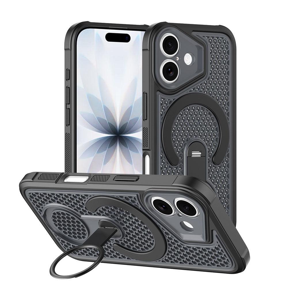 For iPhone 18 Case Honeycomb Cooling Cover with 360° Rotating Kickstand HDL159 image