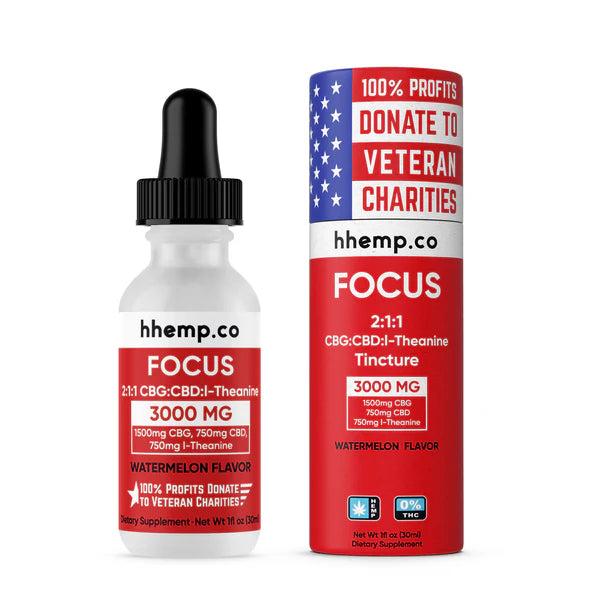 HHEMP CBG+CBD Tincture - Focus | 3000MG | Watermelon Flavor | 12 Ct/Box image