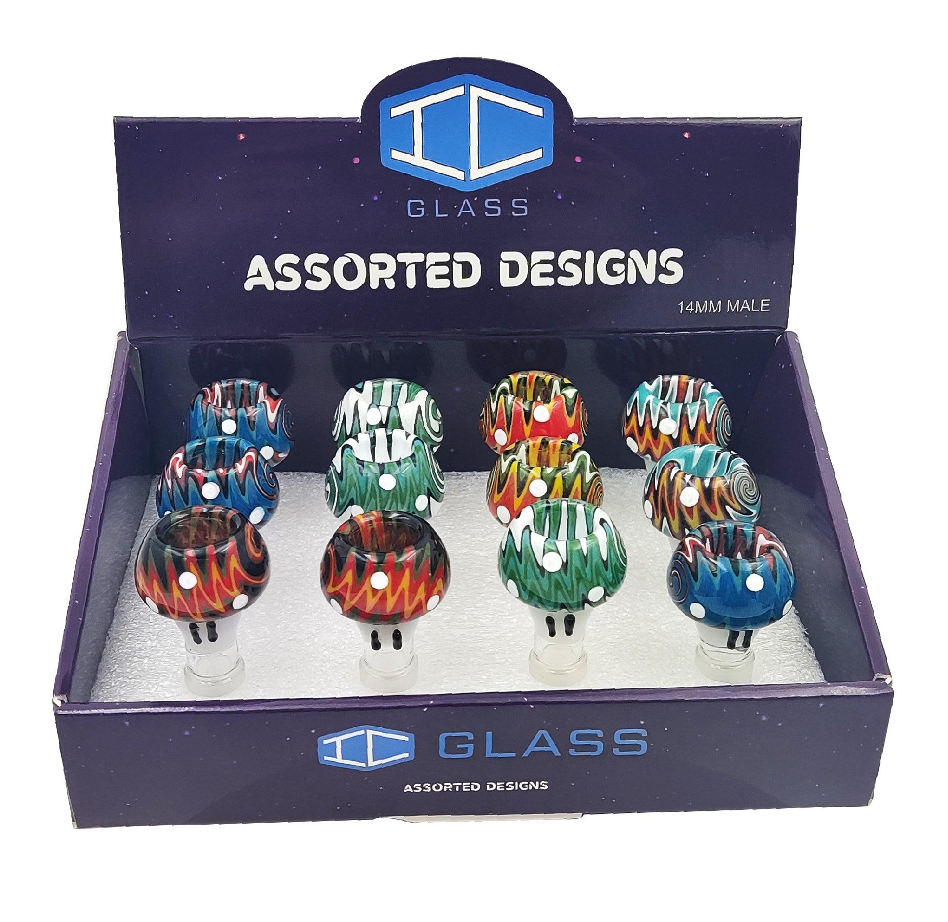 IC GLASS - New Wigwag Bowl Pieces | 14MM Male | 5 Styles | 12 pcs/Box | $7.50 PER PC image
