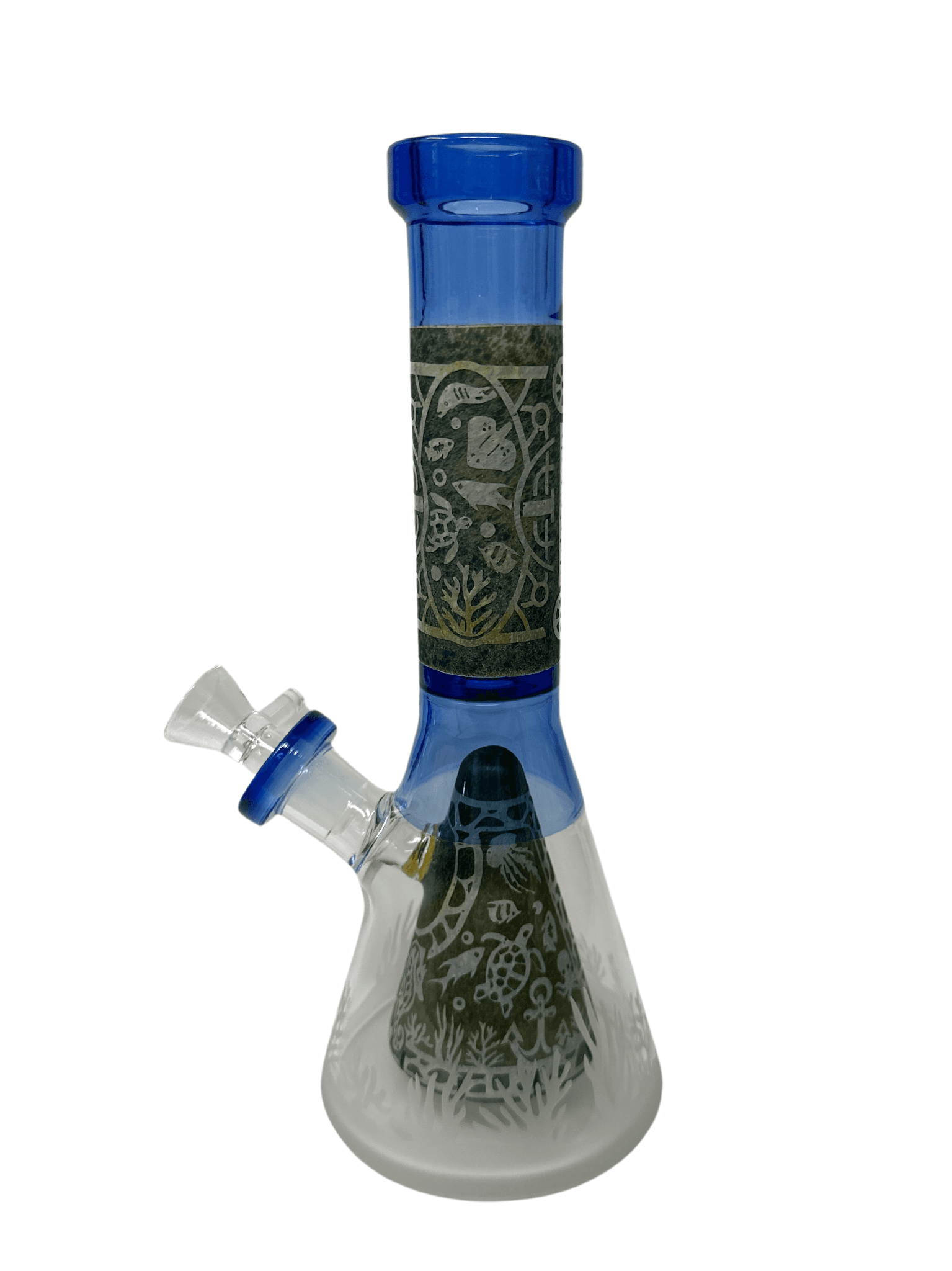 Thick Glass Small Beaker with Pyramid Perc | Frosted & Engraved | 10.5 Inch | WP4096 | Wholesale Bongs Supplier in California image