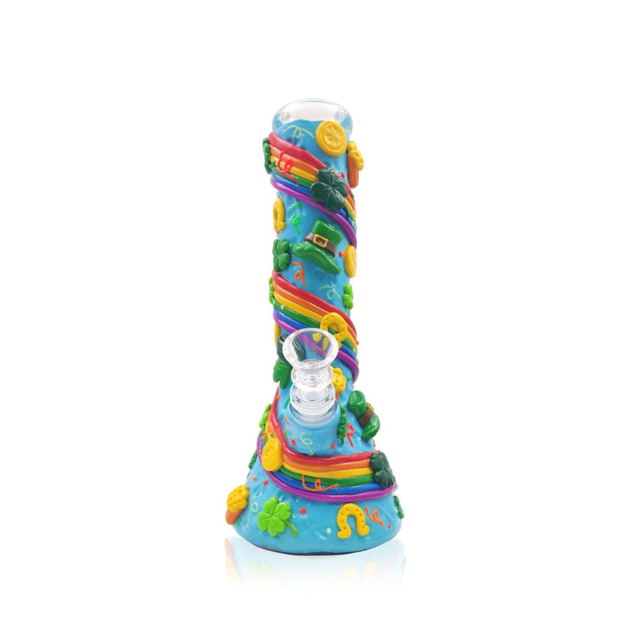 Beaker with 3D Crafted Lucky Charm and the Rainbow | With Downstream & Bowl piece | 10 Inch image