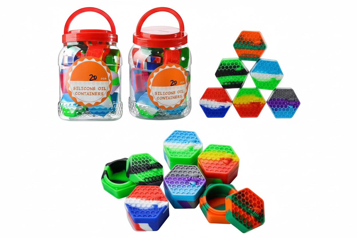 Silicone - Honeycomb Oil Containers | 20 Units / Jar | Jar image