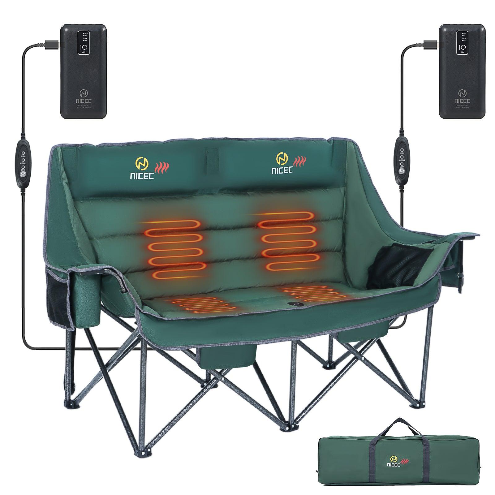 Nice C Padded Heated Loveseat Camping Chair for Adults, with Power Bank & Bottle Opener image