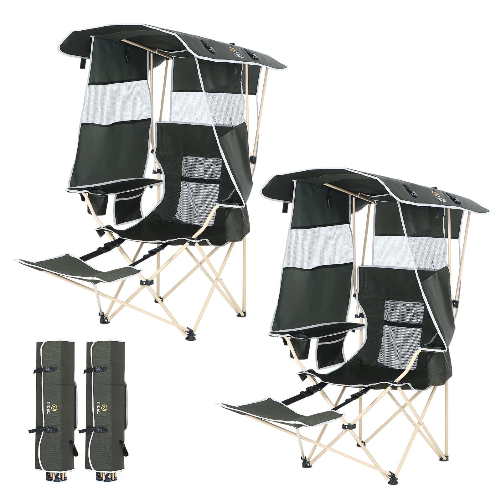 Nice C Camping Chair with Canopy & Removable Footrest, Cooler Bag & Cup Holder - 2 pack image