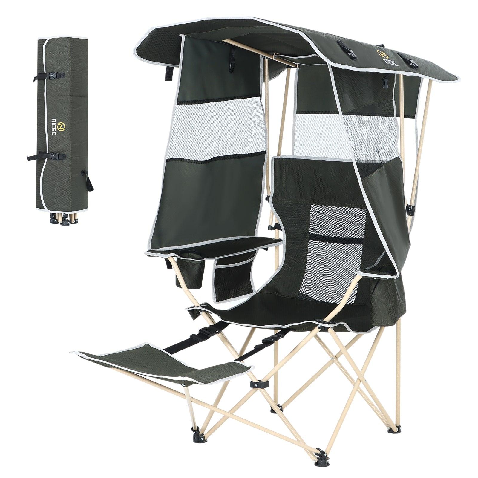 Nice C Camping Chair with Canopy & Removable Footrest, Cooler Bag & Cup Holder - 1 pack image