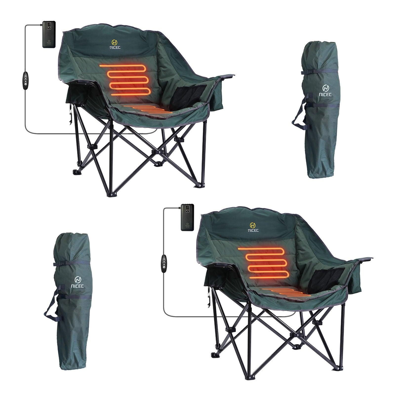 Nice C Heated XL Padded Camping Chair with Battery & Cooler Bag - 2 pack image