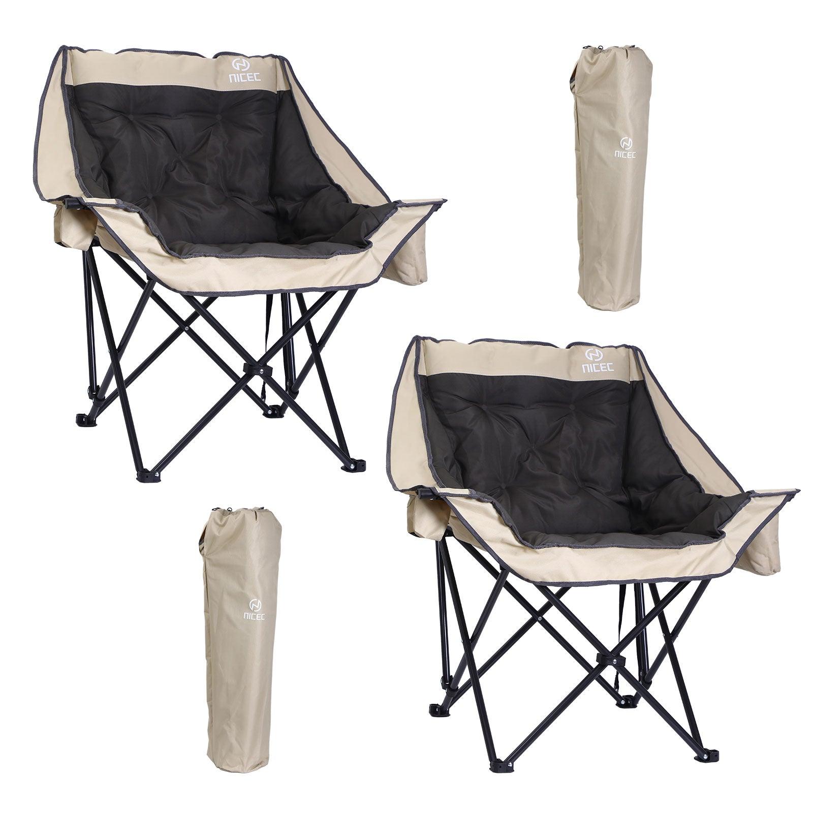 Nice C Heavy-Duty Folding Camping Chair, Thick Padded Seat with Storage & Cup Holder - 2 Pack image