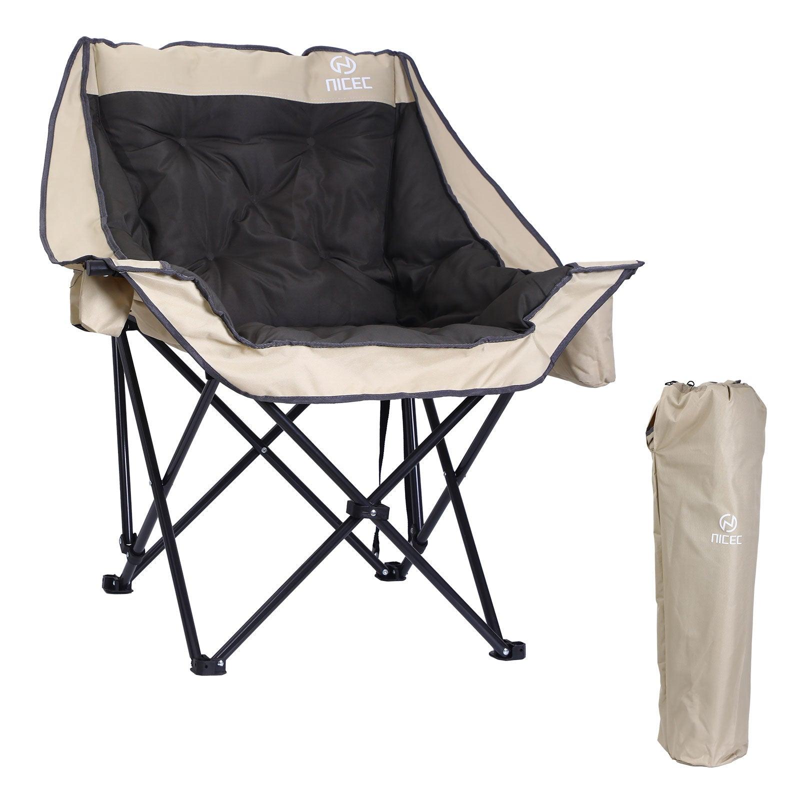 Nice C Heavy-Duty Folding Camping Chair, Thick Padded Seat with Storage & Cup Holder - 1 Pack image