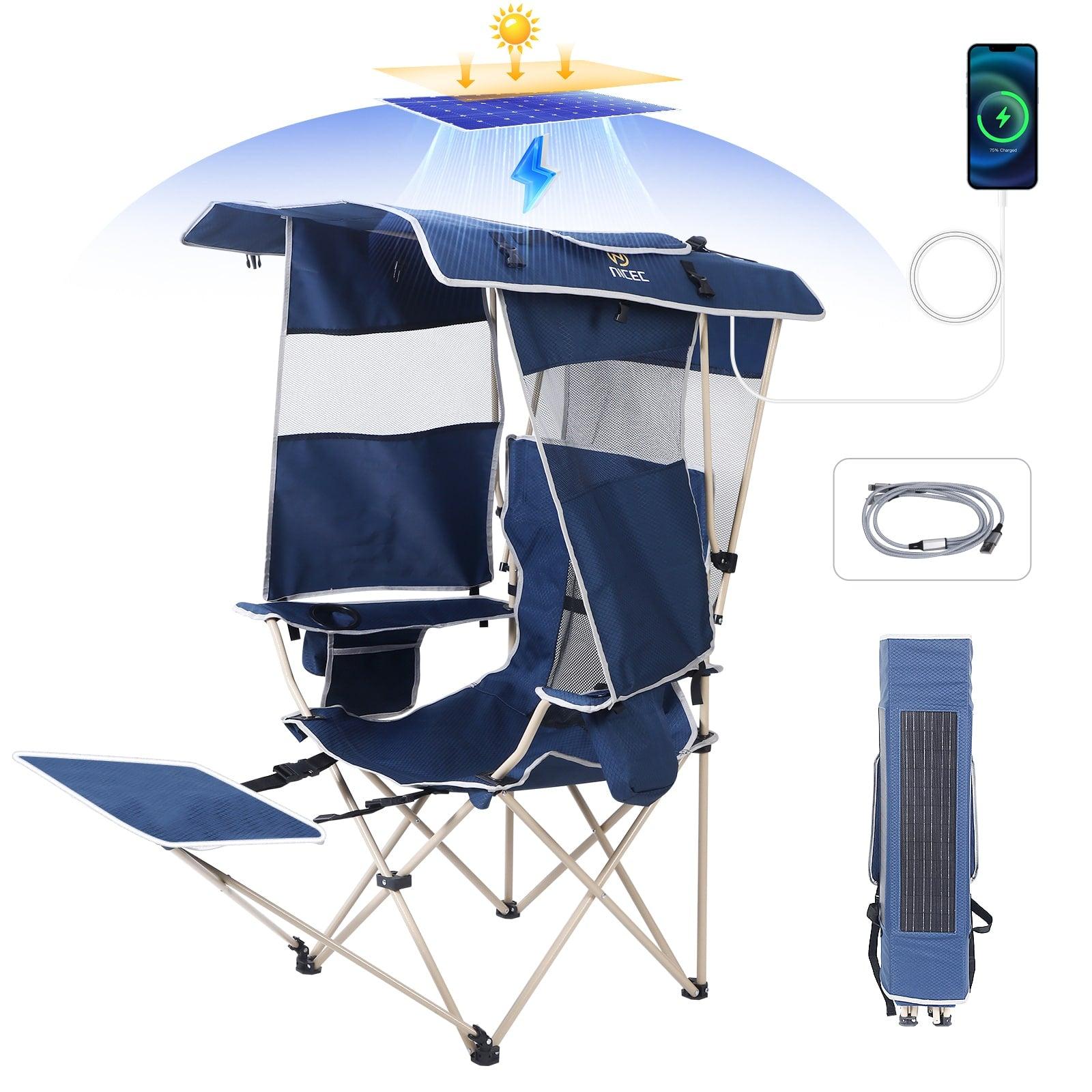 Nice C Chair with Canopy, Solar USB Charging, Removable Footrest & Cooler Bag - 1 Pack image