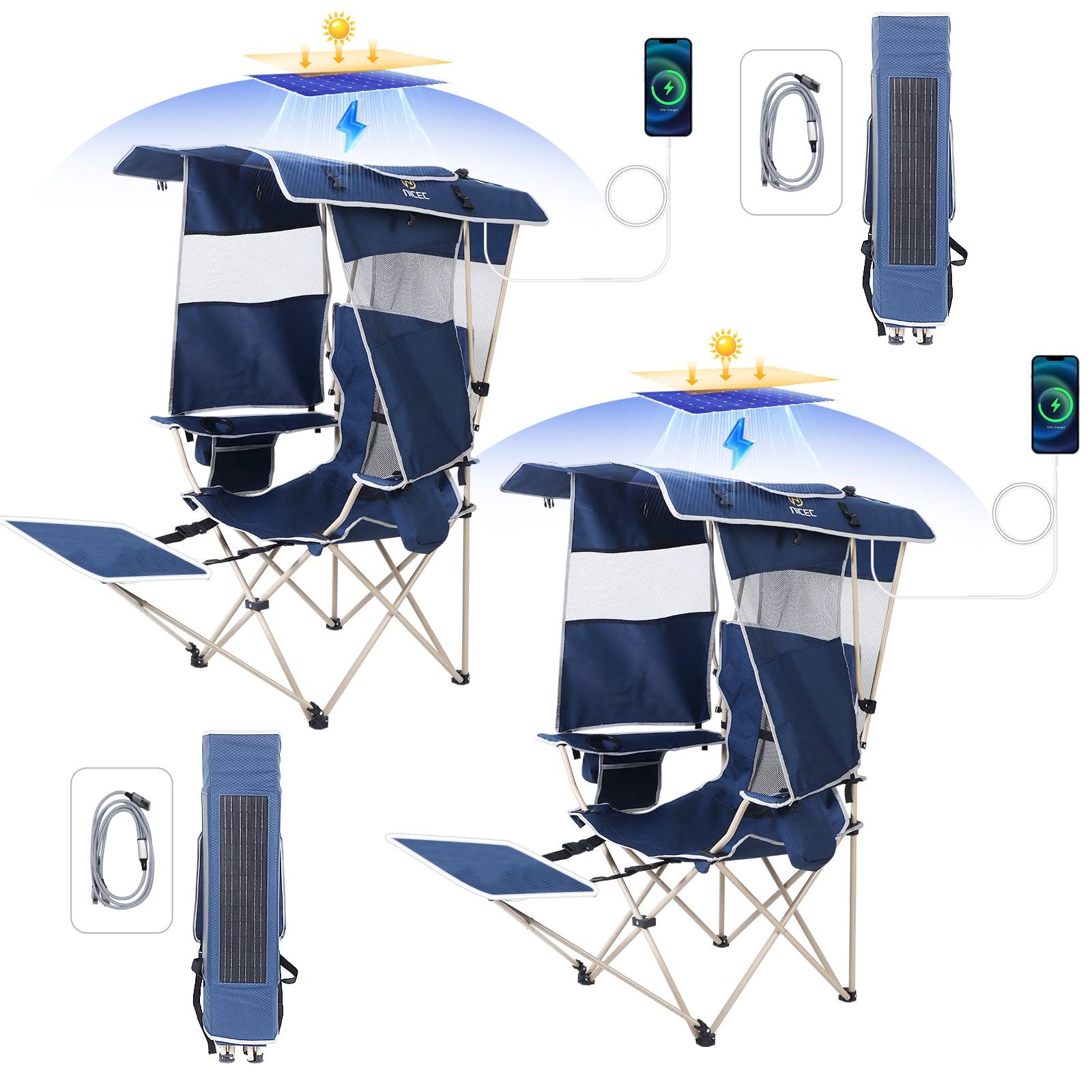 Nice C Chair with Canopy, Solar USB Charging, Removable Footrest & Cooler Bag - 2 Pack image