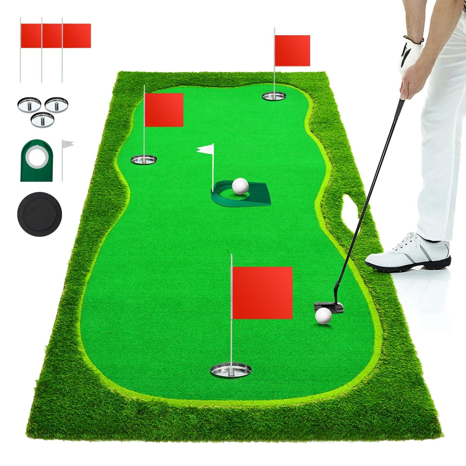 Nice C 5x12 FT Indoor & Outdoor Putting Green with 3 Holes, Flags & Slope - Golf Mat for Home Practice & Simulators image