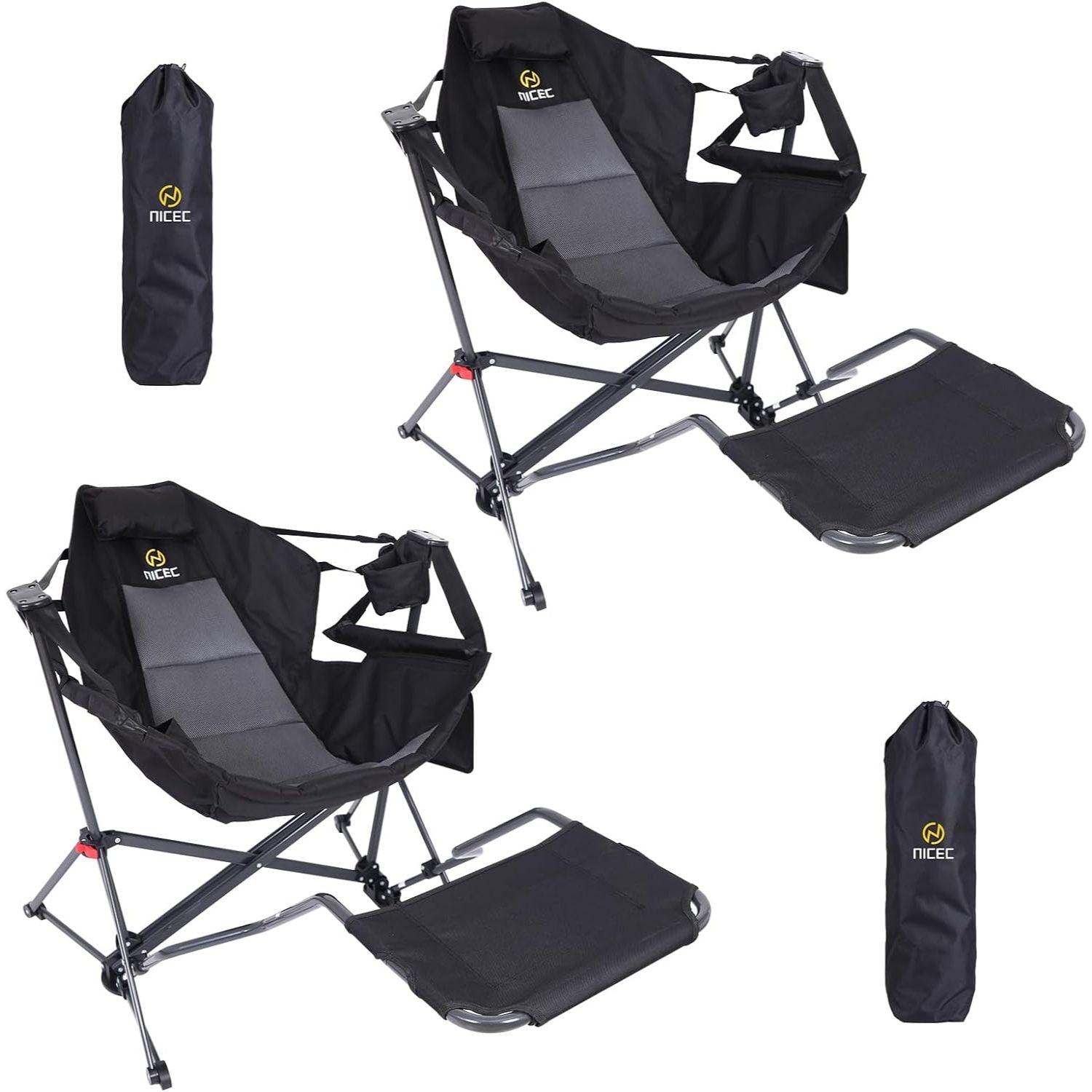 Nice C Hammock Camping Chair with Stand, High Back, Footrest, Cup Holder & Side Pocket - 2 pack image