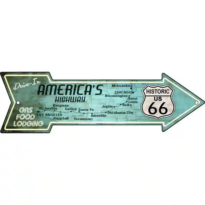 Americas Highway Drive In Novelty Metal Arrow Sign image