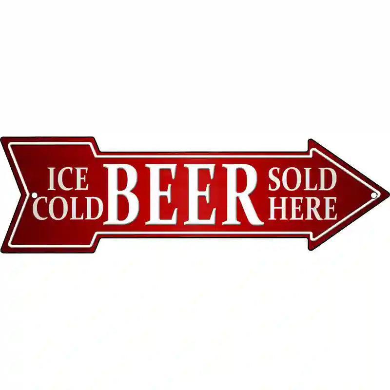 Ice Cold Beer Sold Here Novelty Metal Arrow Sign image