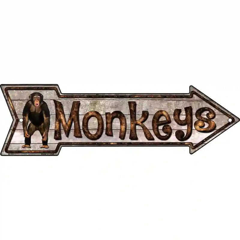 Monkey Novelty Metal Arrow Sign image