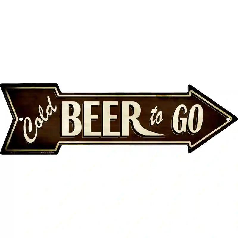 Cold Beer To Go Novelty Metal Arrow Sign image