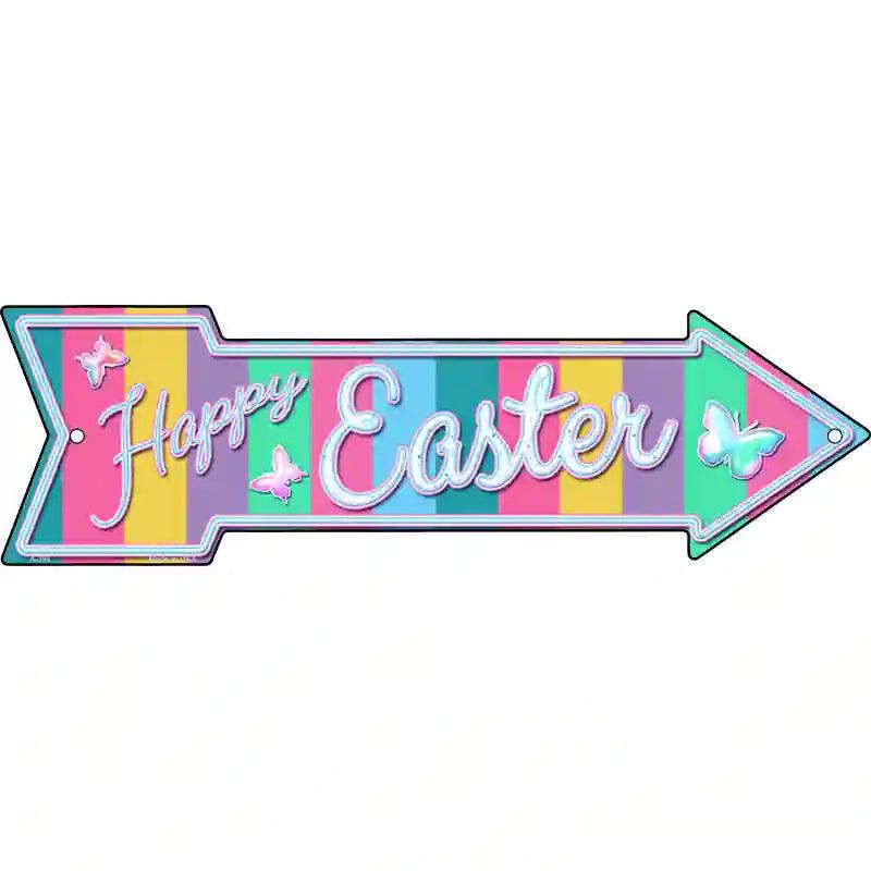 Happy Easter with Butterflies Novelty Metal Arrow Sign image