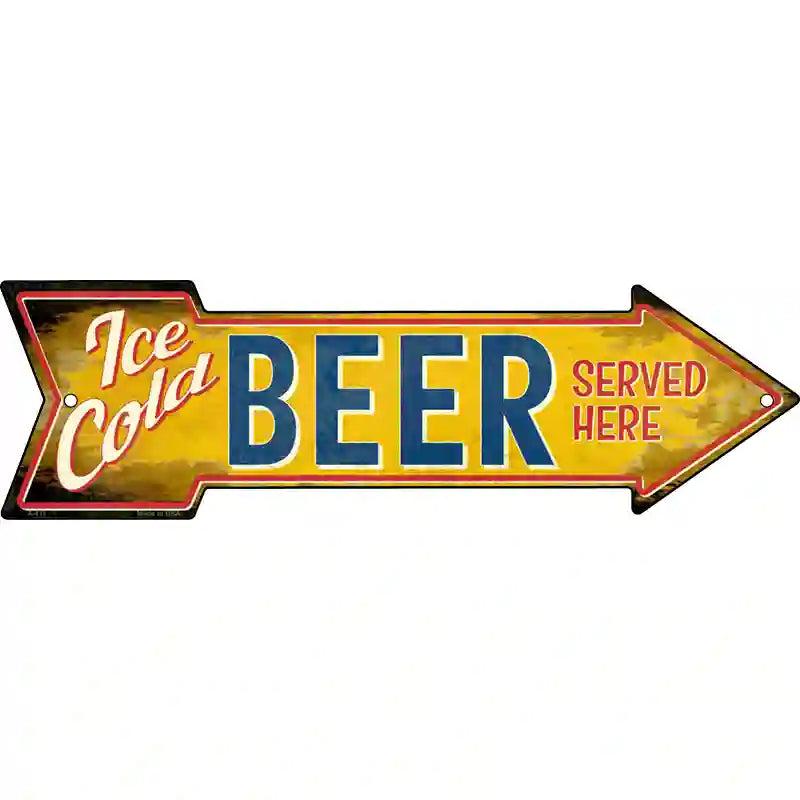 Ice Cold Beer Served Here Novelty Metal Arrow Sign image
