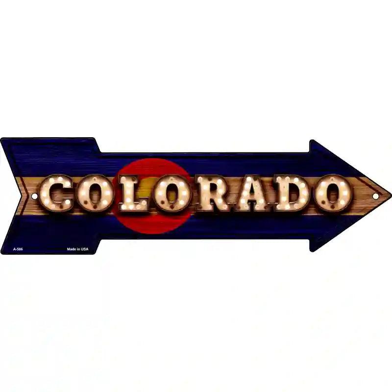 Colorado Bulb Lettering With State Flag Novelty Metal Arrow Sign image
