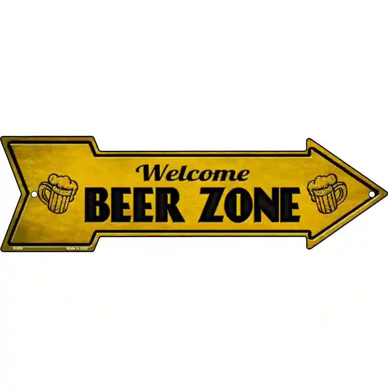 Welcome Beer Zone Novelty Metal Arrow Sign image