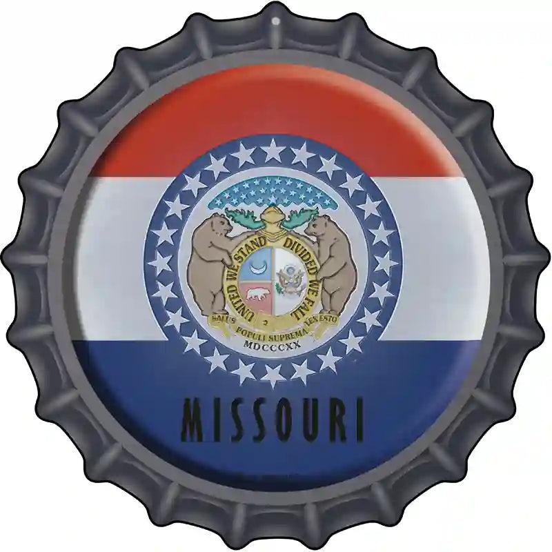 Missouri State Flag Novelty Metal Bottle Cap Sign BC-124 image