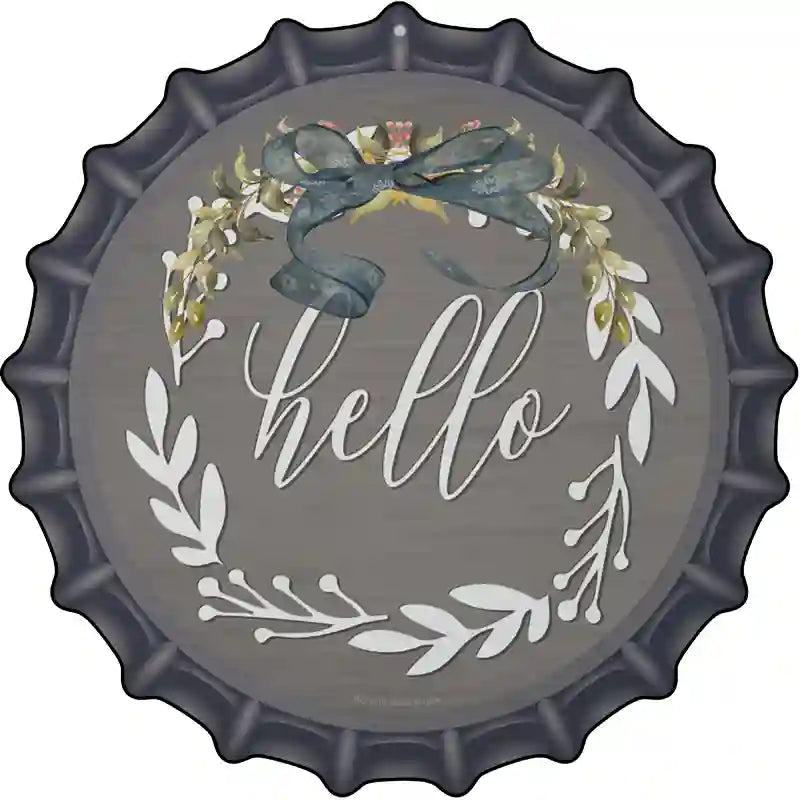 Hello Wreath Novelty Metal Bottle Cap Sign image