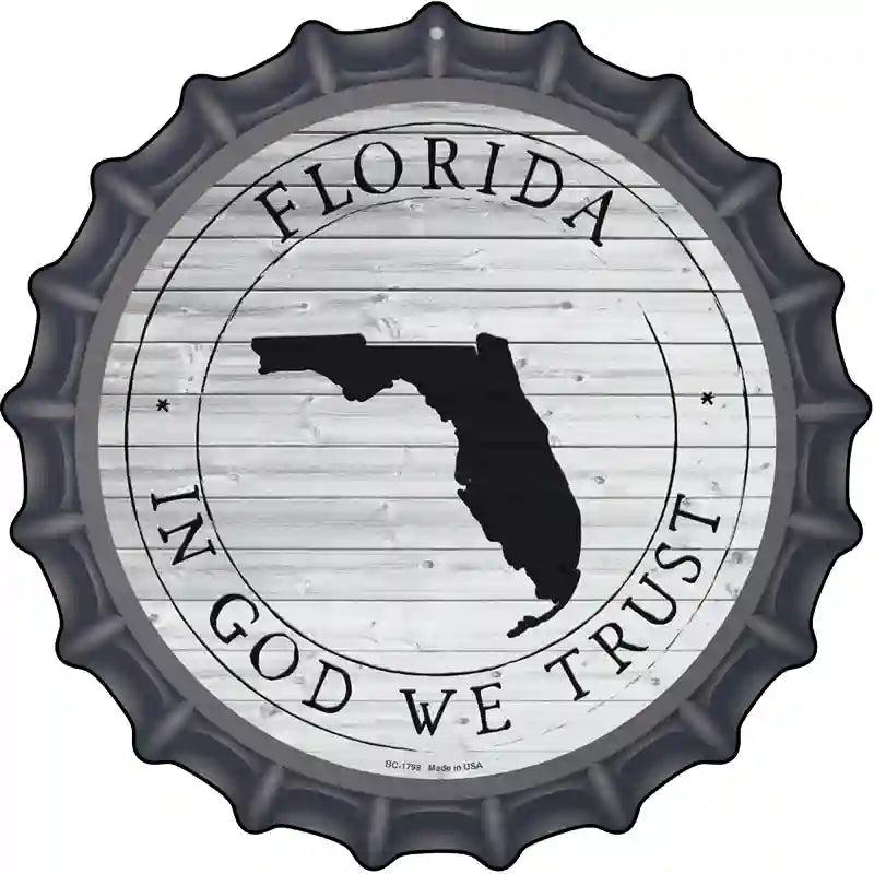 Florida In God We Trust Novelty Metal Bottle Cap Sign BC-1799 image