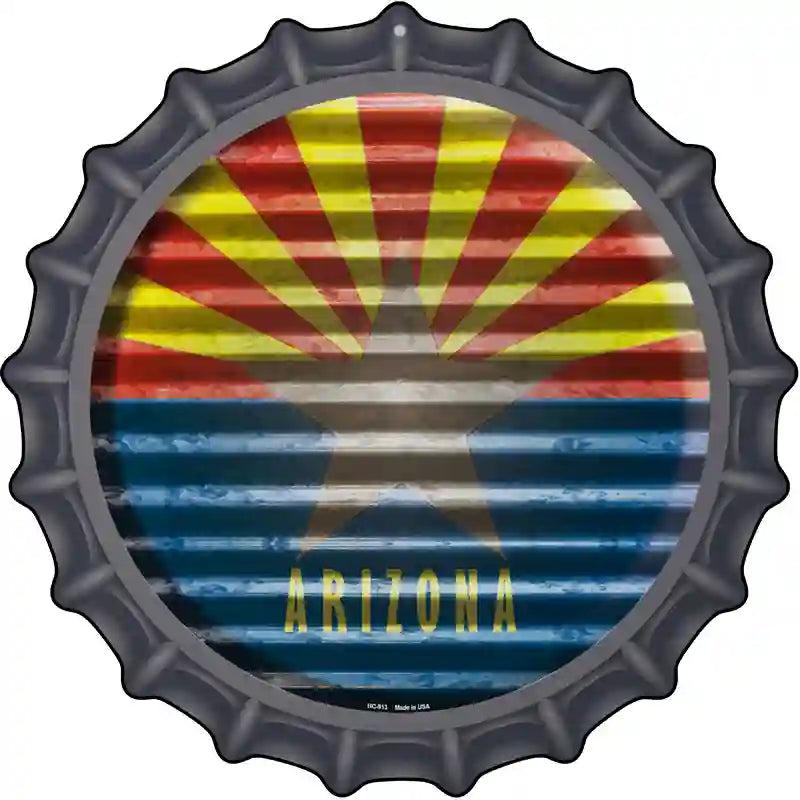 Arizona Flag Corrugated Effect Novelty Metal Bottle Cap Sign BC-913 image