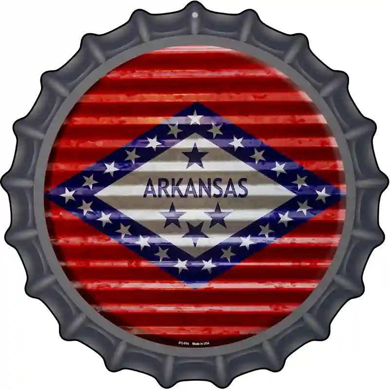 Arkansas Flag Corrugated Effect Novelty Metal Bottle Cap Sign BC-914 image