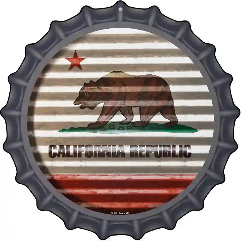 California Flag Corrugated Effect Novelty Metal Bottle Cap Sign BC-915 image