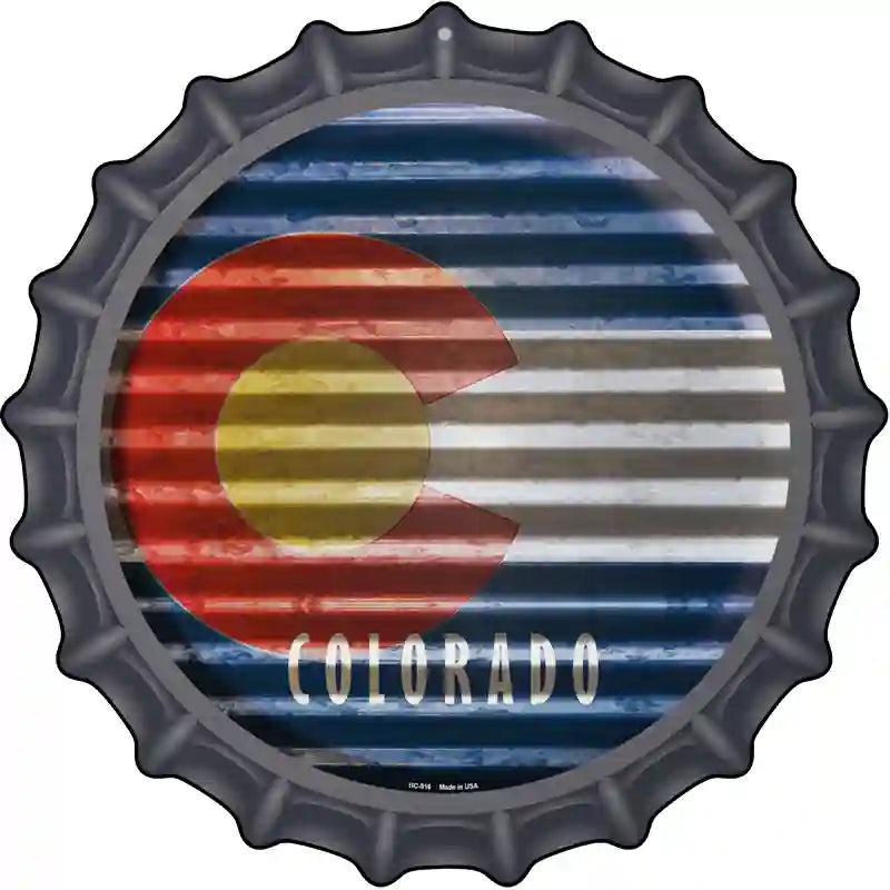 Colorado Flag Corrugated Effect Novelty Metal Bottle Cap Sign BC-916 image