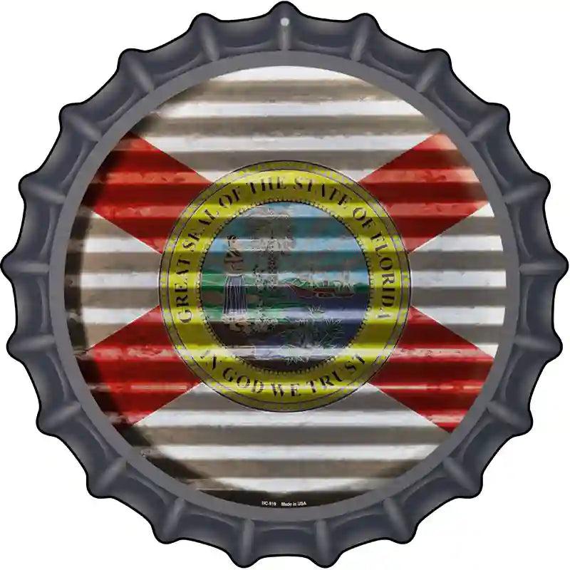 Florida Flag Corrugated Effect Novelty Metal Bottle Cap Sign BC-919 image