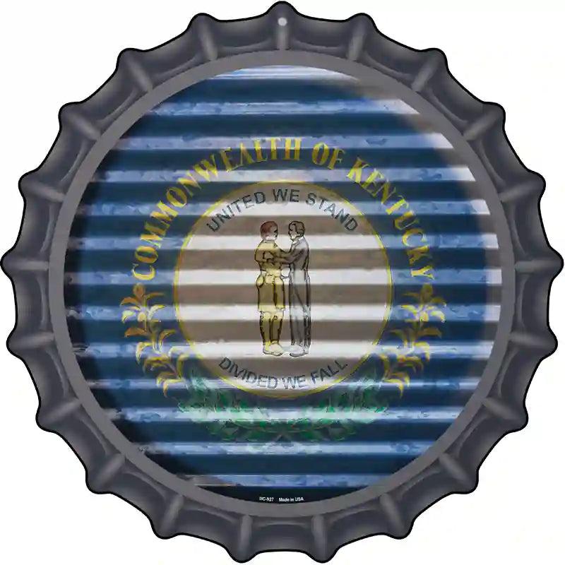 Kentucky Flag Corrugated Effect Novelty Metal Bottle Cap Sign BC-927 image