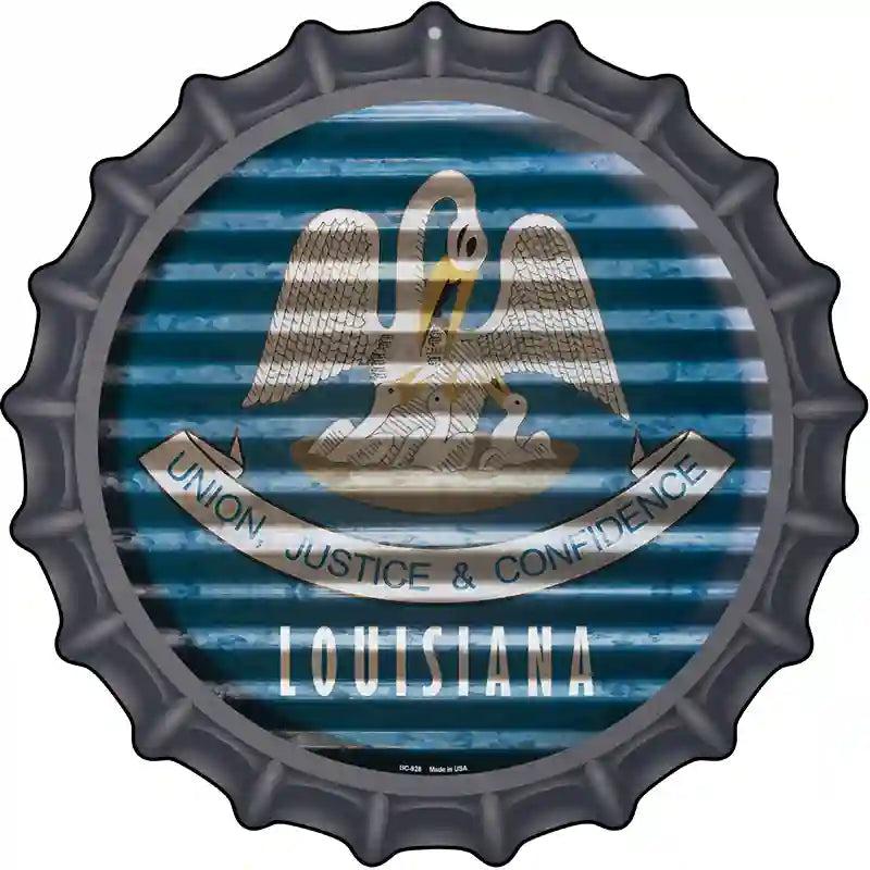 Louisiana Flag Corrugated Effect Novelty Metal Bottle Cap Sign BC-928 image