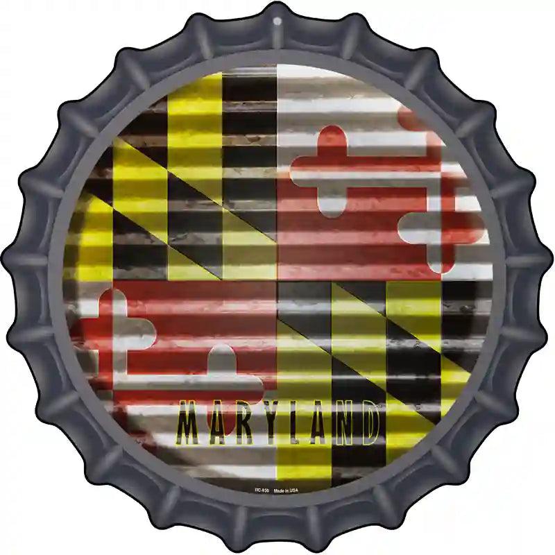 Maryland Flag Corrugated Effect Novelty Metal Bottle Cap Sign BC-930 image