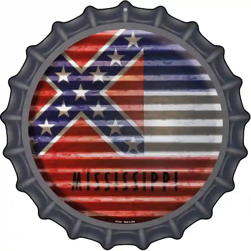 Mississippi Flag Corrugated Effect Novelty Metal Bottle Cap Sign BC-934 image