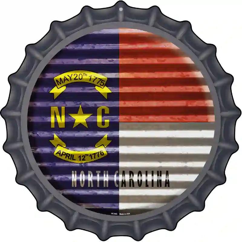 North Carolina Flag Corrugated Effect Novelty Metal Bottle Cap Sign BC-943 image