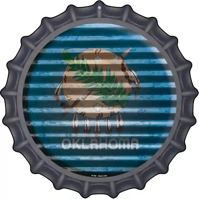 Oklahoma Flag Corrugated Effect Novelty Metal Bottle Cap Sign BC-946 image
