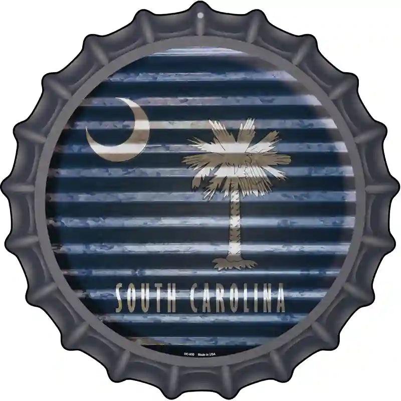 South Carolina Flag Corrugated Effect Novelty Metal Bottle Cap Sign BC-950 image
