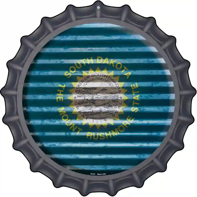 South Dakota Flag Corrugated Effect Novelty Metal Bottle Cap Sign BC-951 image