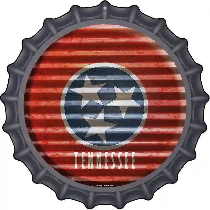 Tennessee Flag Corrugated Effect Novelty Metal Bottle Cap Sign BC-952 image