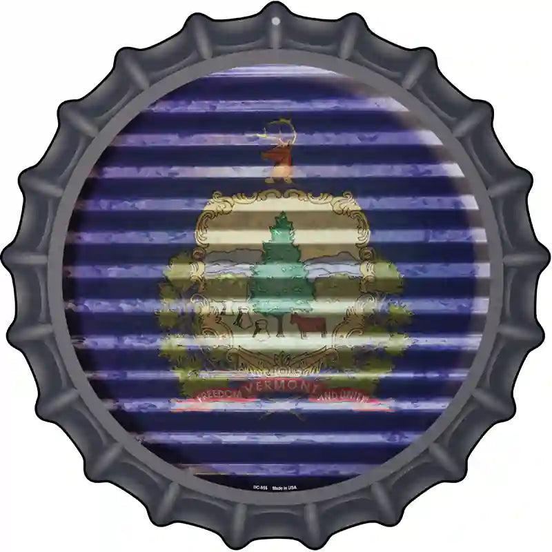 Vermont Flag Corrugated Effect Novelty Metal Bottle Cap Sign BC-955 image