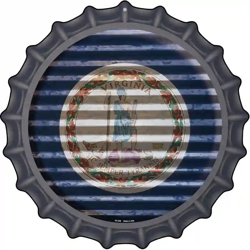 Virginia Flag Corrugated Effect Novelty Metal Bottle Cap Sign BC-956 image