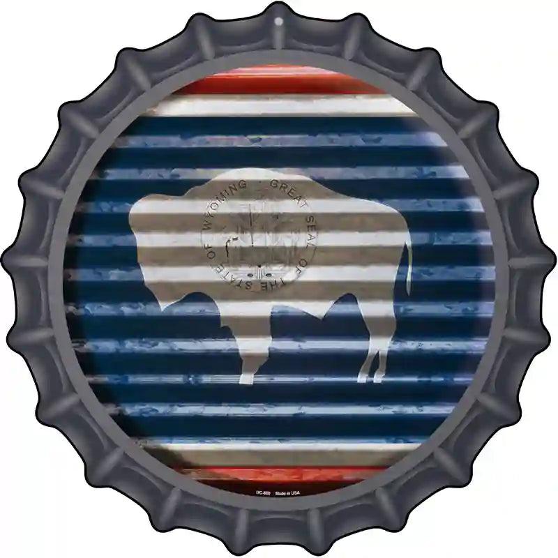 Wyoming Flag Corrugated Effect Novelty Metal Bottle Cap Sign BC-960 image