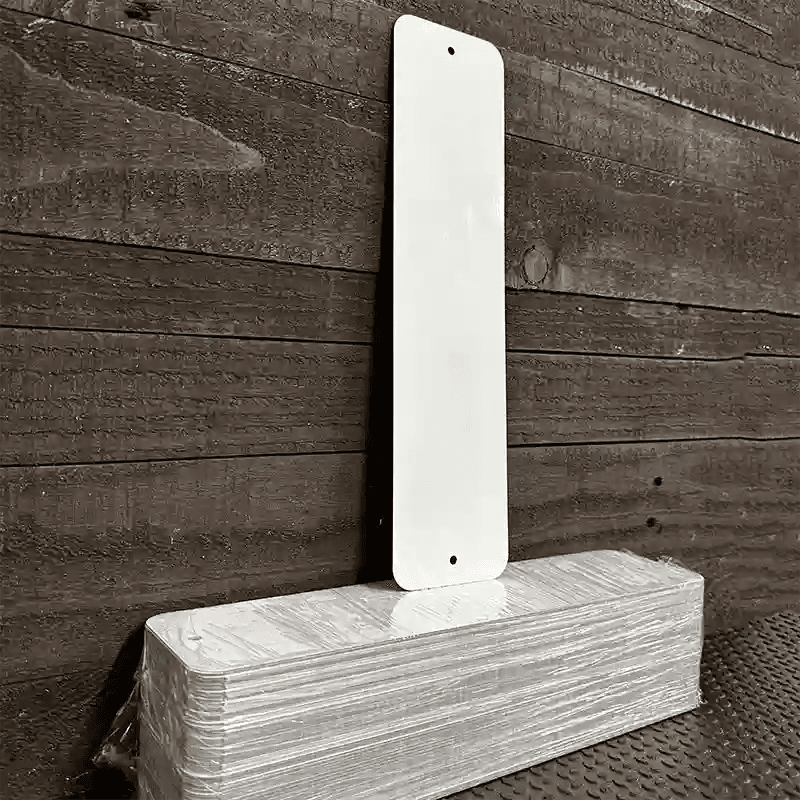 White Dye Sublimation Blank 3 Inch x 12 Inch Metal Mini Street Sign - 100 Pack BULK-MK-000 image
