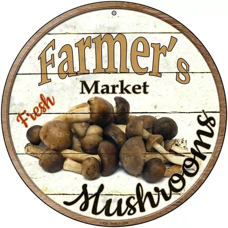 Farmers Market Mushrooms Novelty Metal Circular Sign image