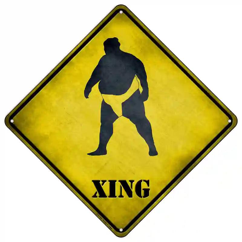 Sumo Wrestler Xing Novelty Metal Crossing Sign
